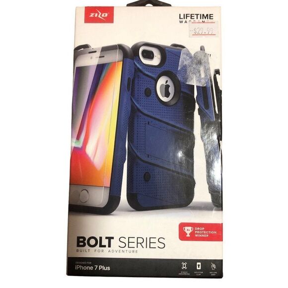 ZIZO Bolt Series IPhine 7 Plus Phone Case Tempered Glass Blue - Picture 1 of 2